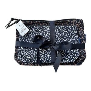 J. Crew Leopard Print Cosmetic Pouch in Black and Brown
